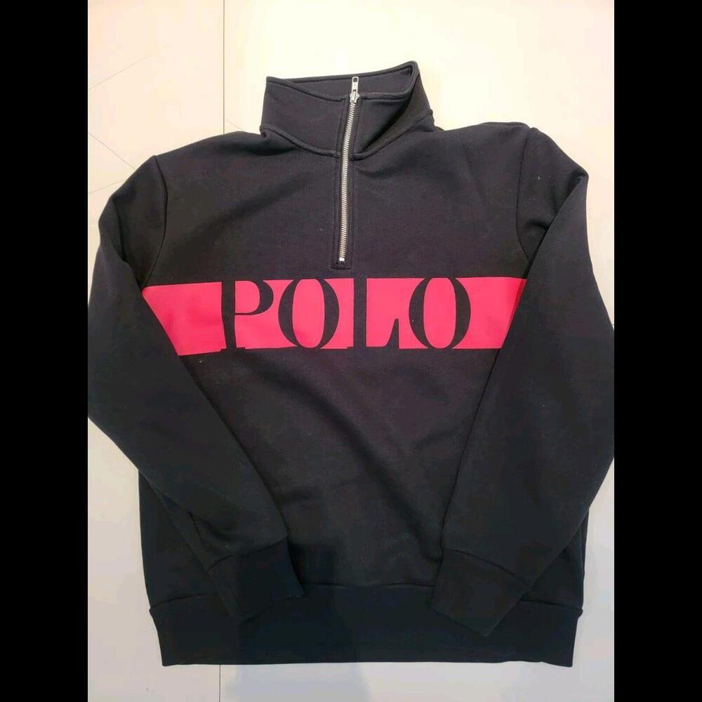 POLO RALPH LAUREN Men's Sweater Size LARGE Black Red Logo